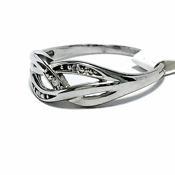 10K Gold Diamond Wave Band Ring 7 - Picture 6 of 10